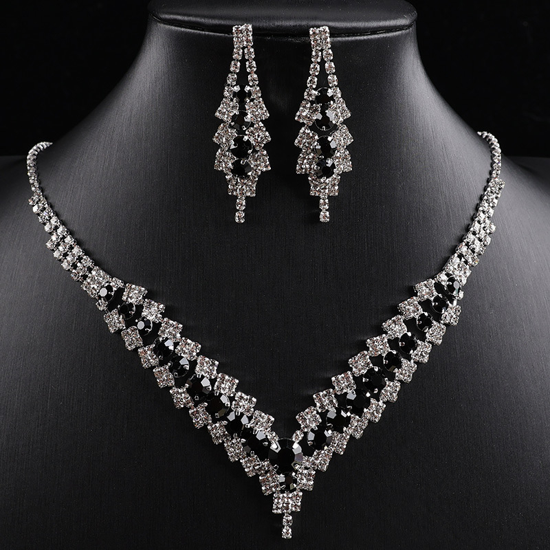 Rhinestone set ogrlice i naušnica – jednostavan princ stil, privjesak od legure, lanac jednostavan