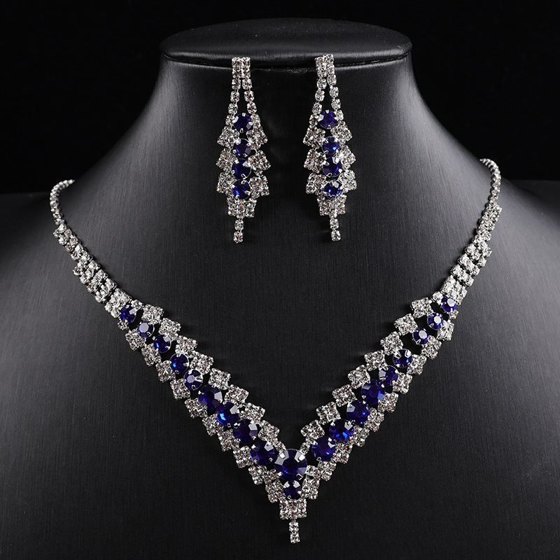 Rhinestone set ogrlice i naušnica – jednostavan princ stil, privjesak od legure, lanac jednostavan