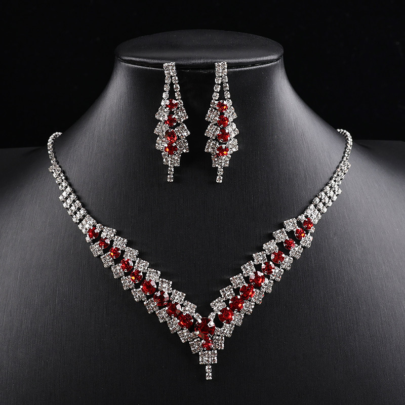 Rhinestone set ogrlice i naušnica – jednostavan princ stil, privjesak od legure, lanac jednostavan
