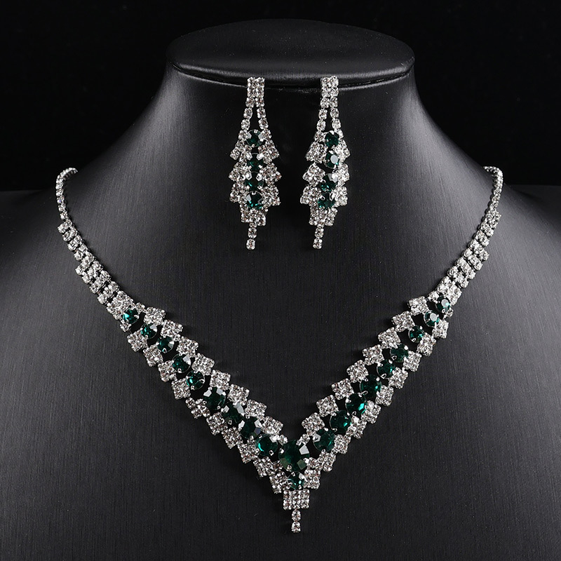 Rhinestone set ogrlice i naušnica – jednostavan princ stil, privjesak od legure, lanac jednostavan
