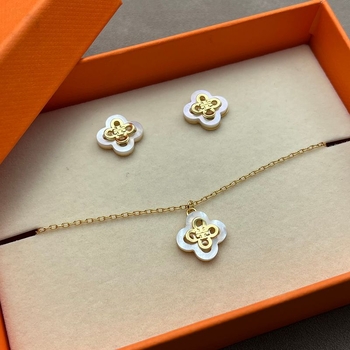 Set nakita – naušnice, ogrlica i narukvica, 18K pozlaćeni bakar, dvostruki slojeviti dizajn četverolistne detelje, križni lančić, privjesak Fritillaria