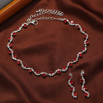 Duohan ötvözet nyaklánc és fülbevaló szett diamantas bevonat; klasszikus lánc; medál anyaga: rozsdamentes acél