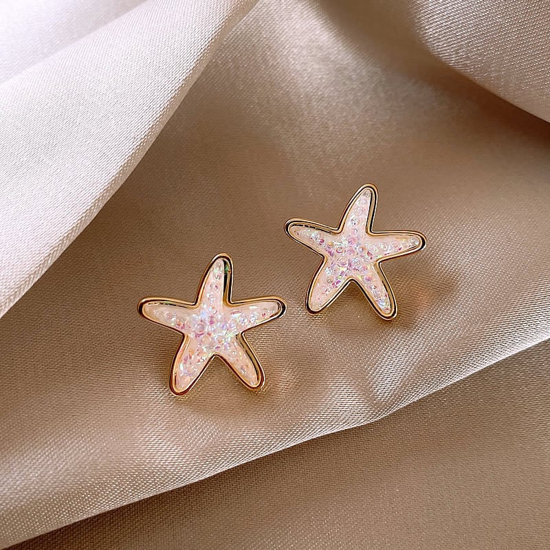 Vaskest tähekujuline kõrvarõngad sädelevate kividega, Korea stiil, naistele