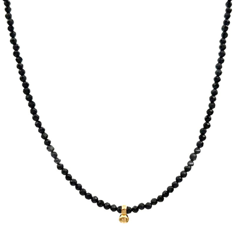 Ogrlica s perlama i bakrenim privjeskom, ručna izrada, vintage stil (obsidian; ručna izrada; bakreni privjesak; ogrlica s perlama; 18 g)
