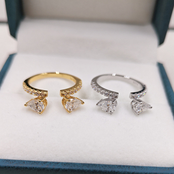 925-ös ezüst gyűrű, 4 karátos marquise Moissanit, korona forma, stacking stílus, polírozott elektroplatázás