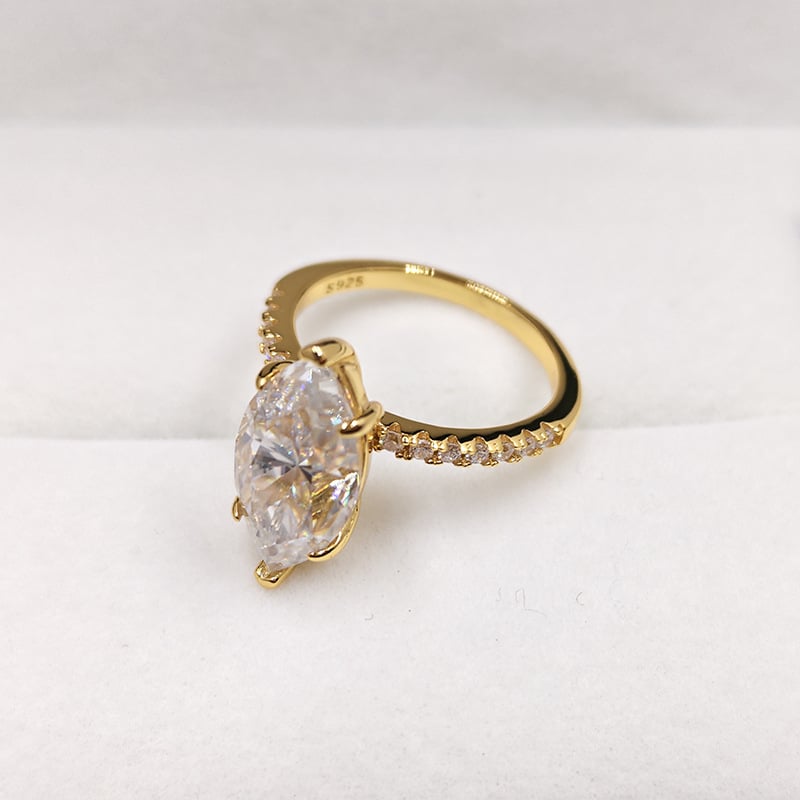 925-ös ezüst gyűrű, 4 karátos marquise Moissanit, korona forma, stacking stílus, polírozott elektroplatázás