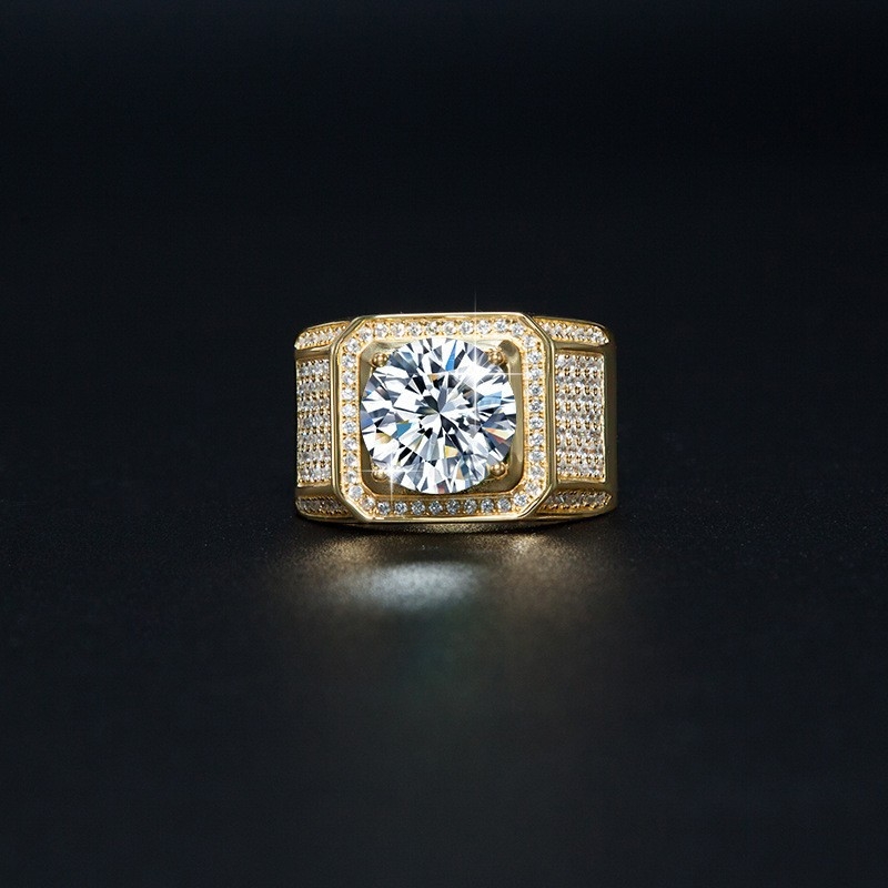 Prsten, 2ct moissanit, 925 sterling srebro, Geometrijski minimalistički dizajn, Muški prsten za zaruke i vjenčanje