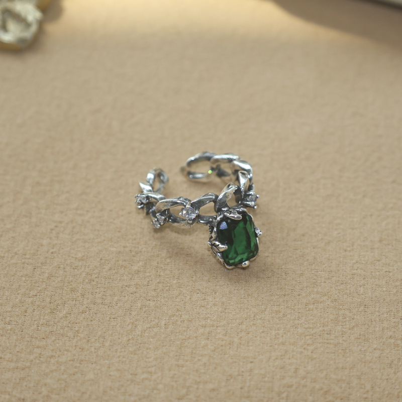 Moissanīta gredzens, ģeometrijisks dizains, ar diamantmiem iestādīts, sieviešu retro stilā