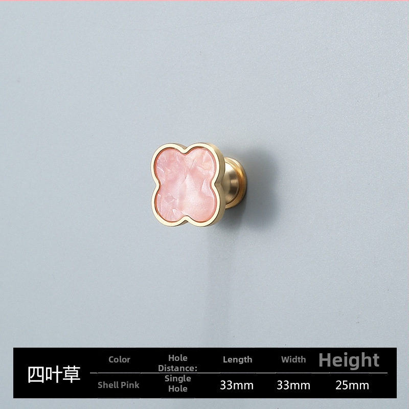 Skapja un garderobes durvju rokturis - Four-leaf Clover modelis, cinka sakausējums, elektroplatēšana, viegls luksusa stils