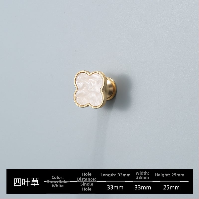Skapja un garderobes durvju rokturis - Four-leaf Clover modelis, cinka sakausējums, elektroplatēšana, viegls luksusa stils