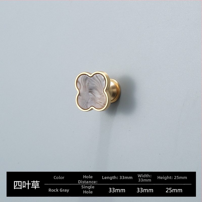 Skapja un garderobes durvju rokturis - Four-leaf Clover modelis, cinka sakausējums, elektroplatēšana, viegls luksusa stils