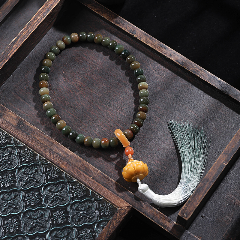 Férfi Bodhi gyökérből készült karkötő, 108 gyöngy, kínai stílusú