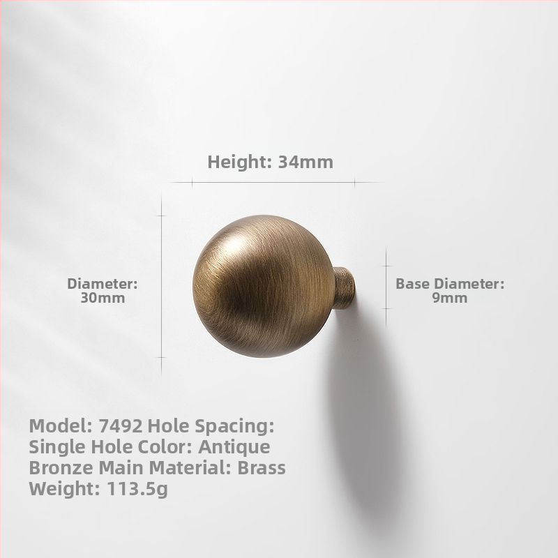 Gardrobes skapja rokturis, vara, CNC apstrāde, virsmas uzstādīšana, apaļš ar vienu caurumu