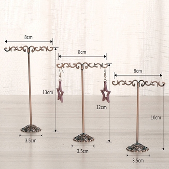 Metāla auskaru statīvs – trīsdaļīgs komplekts galda virsmai, auskaru displejs ar māksliniecisku dizainu