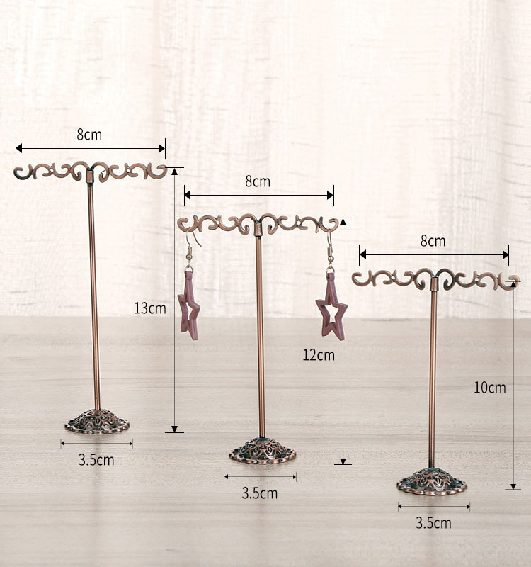 Metāla auskaru statīvs – trīsdaļīgs komplekts galda virsmai, auskaru displejs ar māksliniecisku dizainu