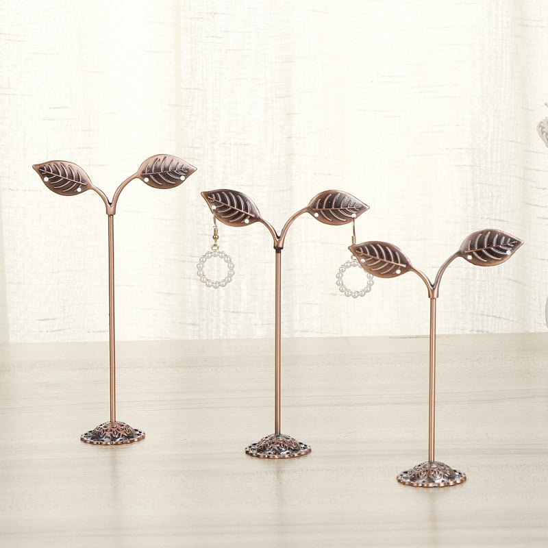 Metāla auskaru statīvs – trīsdaļīgs komplekts galda virsmai, auskaru displejs ar māksliniecisku dizainu