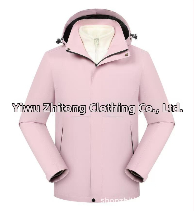 Trys viename striukė su nuimamamu gobtuvu ir logotipo spauda, poliesterio audinys, stovinti apykaklė, užtrauktukas, laisvas kirpimas