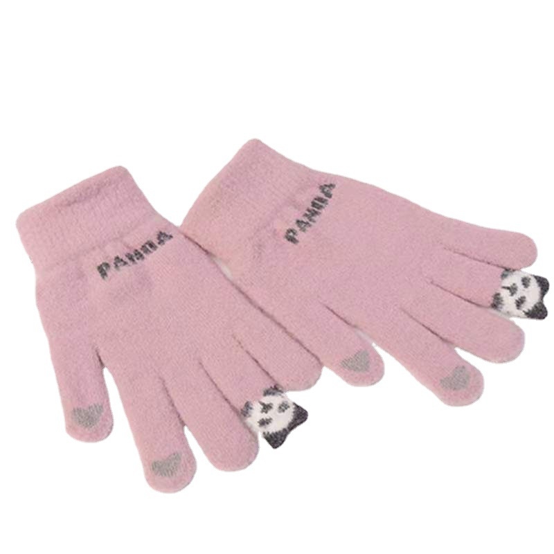 Unisex rukavice s prstima od jacquard umjetne krzna, dvostrani velur, uzorak slova, za toplinu