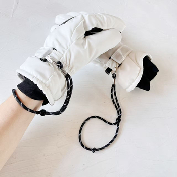 Χειμερινά γάντια σκι με διαιρούμενα δάχτυλα και ιμάντα αποφυγής απώλειας, πολυεστέρας, unisex, χειροποίητα, ριγέ