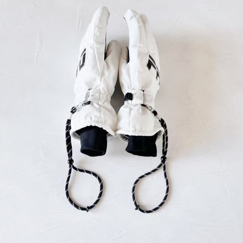 Χειμερινά γάντια σκι με διαιρούμενα δάχτυλα και ιμάντα αποφυγής απώλειας, πολυεστέρας, unisex, χειροποίητα, ριγέ