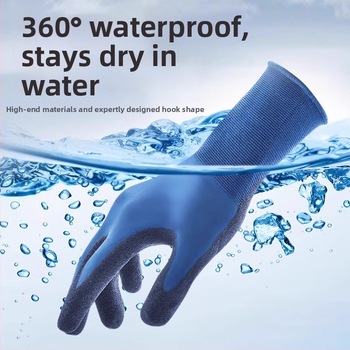 Lateksa gumijas cimdi makšķerēšanai un ražām – ūdensdrošas, izturīgas pret caurumiem, pret griezumu un pret ieduršanu, pieaugušo izmērs