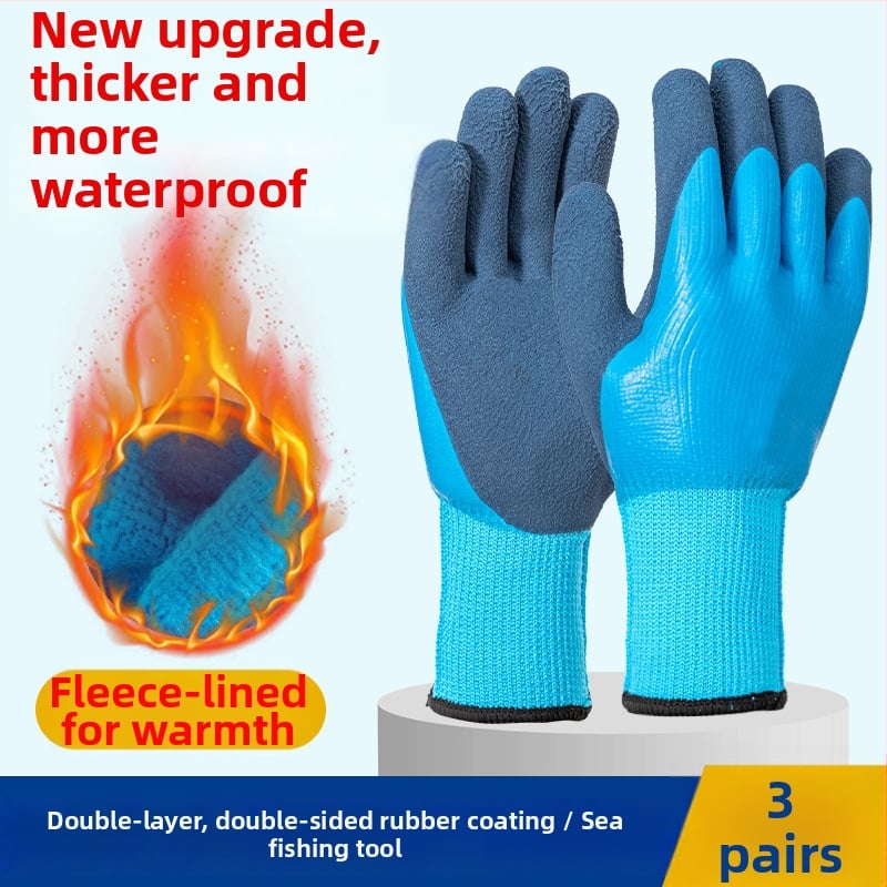 Lateksa gumijas cimdi makšķerēšanai un ražām – ūdensdrošas, izturīgas pret caurumiem, pret griezumu un pret ieduršanu, pieaugušo izmērs