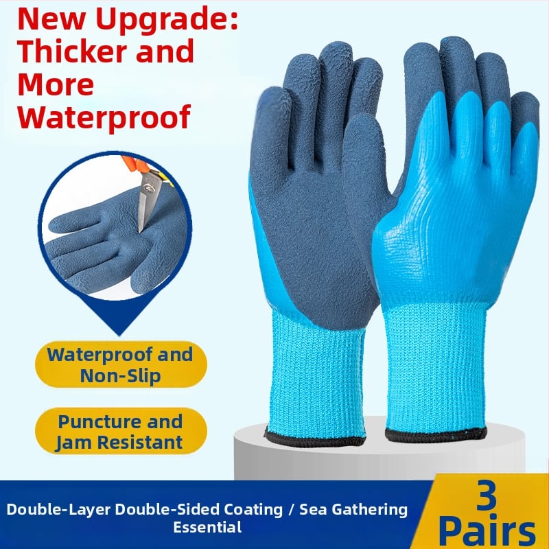 Lateksa gumijas cimdi makšķerēšanai un ražām – ūdensdrošas, izturīgas pret caurumiem, pret griezumu un pret ieduršanu, pieaugušo izmērs