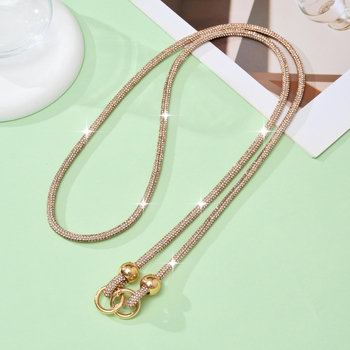 Ланярд за мобилен телефон с кристали, ръчно изработен, памучна връв с висока еластичност, метална катарама