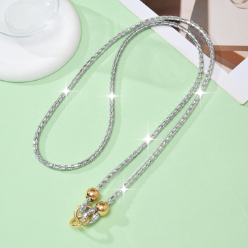 Ланярд за мобилен телефон с кристали, ръчно изработен, памучна връв с висока еластичност, метална катарама