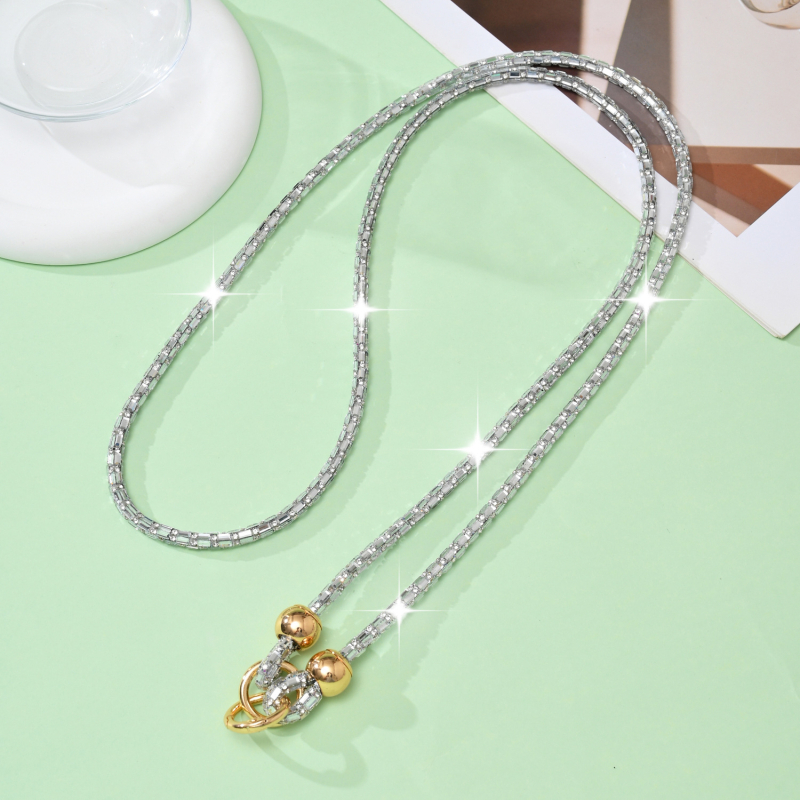 Ланярд за мобилен телефон с кристали, ръчно изработен, памучна връв с висока еластичност, метална катарама