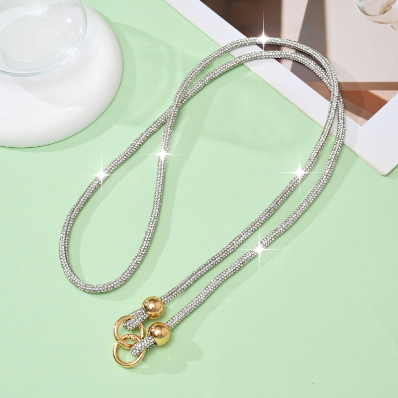 Ланярд за мобилен телефон с кристали, ръчно изработен, памучна връв с висока еластичност, метална катарама