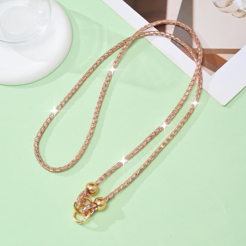 Ланярд за мобилен телефон с кристали, ръчно изработен, памучна връв с висока еластичност, метална катарама