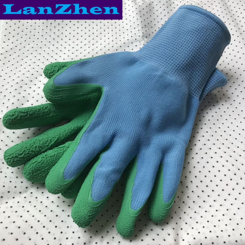 Bērnu darba cimdi ar lateksu un neilona iekšpusi – UV aizsardzība, ūdensnecaurlaidīgas, neslīd, griezes pretestība, perforācijas pretestība dārzam