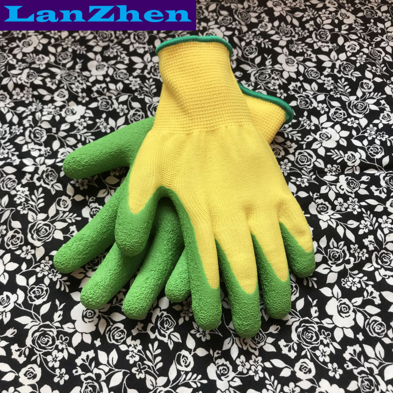 Bērnu darba cimdi ar lateksu un neilona iekšpusi – UV aizsardzība, ūdensnecaurlaidīgas, neslīd, griezes pretestība, perforācijas pretestība dārzam