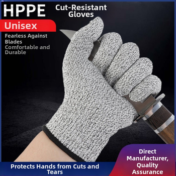 HPPE 5. pakāpes griezumizturīgas cimdi, pārtikas kvalitāte, dārza ražas vākšanai, adīti, bērniem un pieaugušajiem, darba aizsardzība