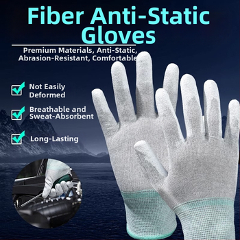 Karbona šķiedras darba cimdi ar pirksta un delnas pārklājumu, saderīgi ar skārienekrānu, elpojoši, nodilumizturīgi, ar pretslīdes īpašībām