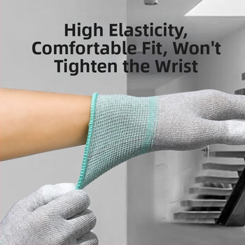 Karbona šķiedras darba cimdi ar pirksta un delnas pārklājumu, saderīgi ar skārienekrānu, elpojoši, nodilumizturīgi, ar pretslīdes īpašībām