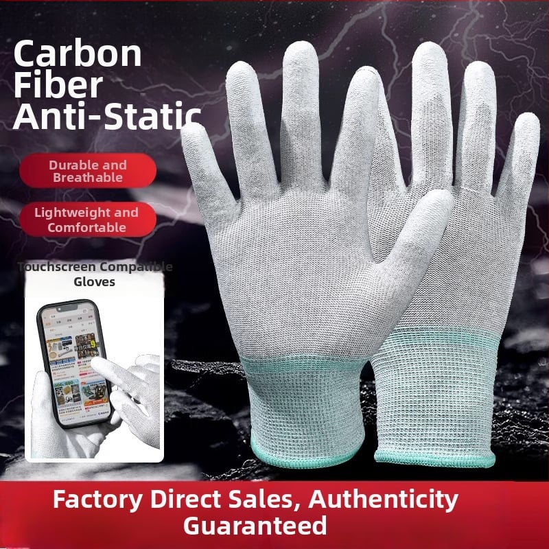 Rukavice od karbonskih vlakana s premazom na prstima i dlanu, kompatibilne s zaslonom osjetljivim na dodir, prozračne, otporne na habanje, protivklizne/antistaticke