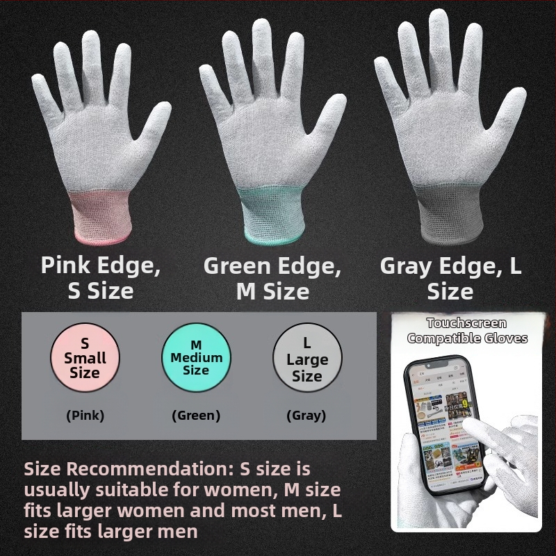 Karbona šķiedras darba cimdi ar pirksta un delnas pārklājumu, saderīgi ar skārienekrānu, elpojoši, nodilumizturīgi, ar pretslīdes īpašībām