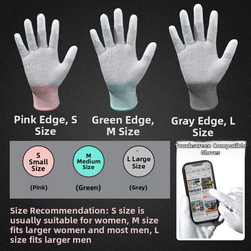 Karbona šķiedras darba cimdi ar pirksta un delnas pārklājumu, saderīgi ar skārienekrānu, elpojoši, nodilumizturīgi, ar pretslīdes īpašībām