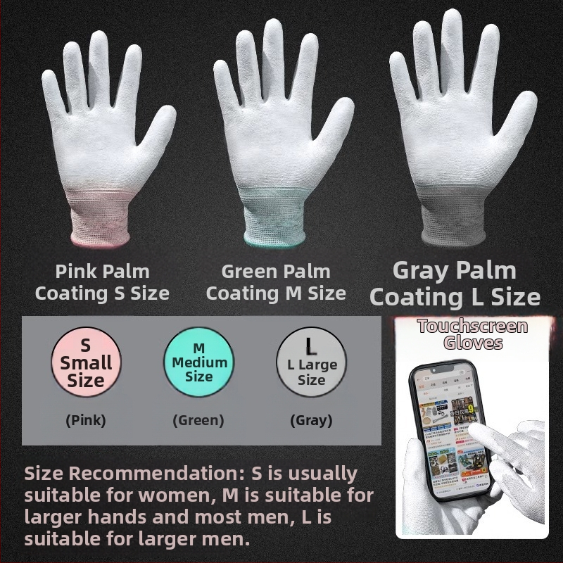 Karbona šķiedras darba cimdi ar pirksta un delnas pārklājumu, saderīgi ar skārienekrānu, elpojoši, nodilumizturīgi, ar pretslīdes īpašībām