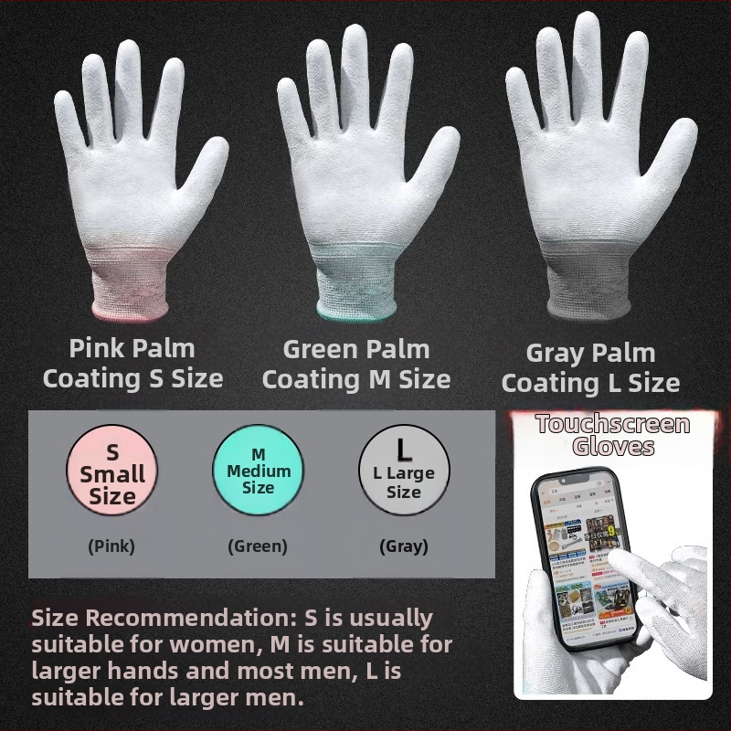 Karbona šķiedras darba cimdi ar pirksta un delnas pārklājumu, saderīgi ar skārienekrānu, elpojoši, nodilumizturīgi, ar pretslīdes īpašībām