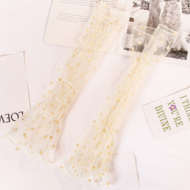 Manșete din dantelă pentru protecție solară pentru femei - Ice Silk, UV, Buline - Dantelă poliesterică