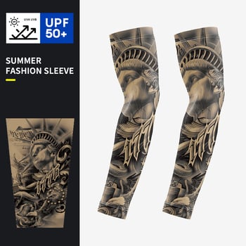 Ice Sleeves s UV zaštitom, unisex, cvjetni tetovažni rukavi za nadlakticu, za vožnju i aktivnosti na otvorenom, poliester tkanina 81–95%, ljeto 2025