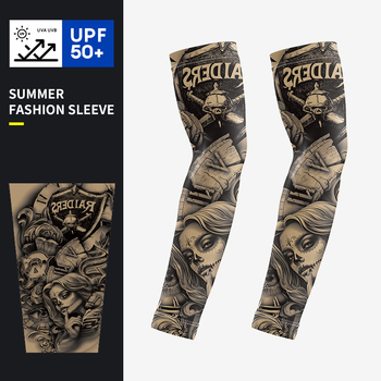 Ice Sleeves s UV zaštitom, unisex, cvjetni tetovažni rukavi za nadlakticu, za vožnju i aktivnosti na otvorenom, poliester tkanina 81–95%, ljeto 2025