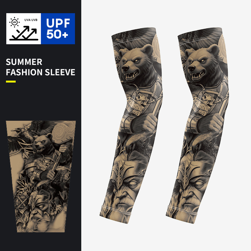 Ice Sleeves s UV zaštitom, unisex, cvjetni tetovažni rukavi za nadlakticu, za vožnju i aktivnosti na otvorenom, poliester tkanina 81–95%, ljeto 2025