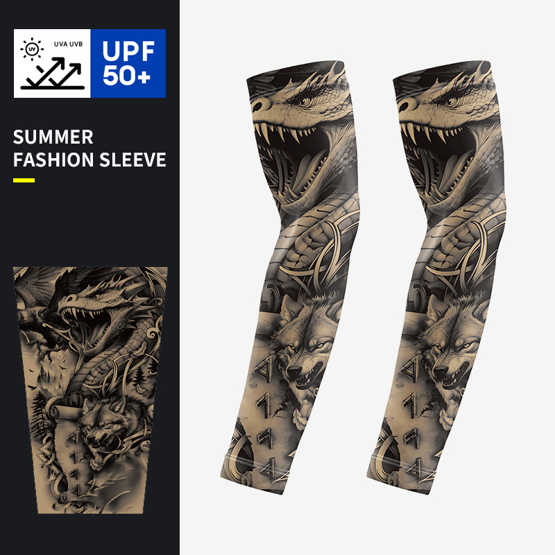 Ice Sleeves s UV zaštitom, unisex, cvjetni tetovažni rukavi za nadlakticu, za vožnju i aktivnosti na otvorenom, poliester tkanina 81–95%, ljeto 2025