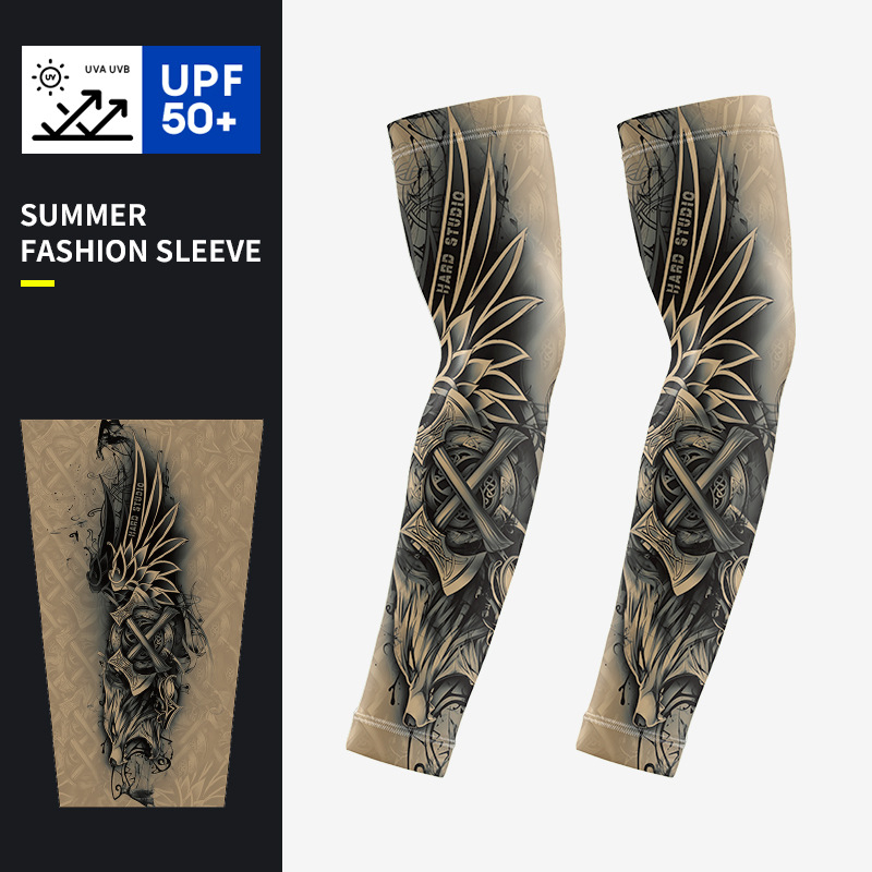 Ice Sleeves s UV zaštitom, unisex, cvjetni tetovažni rukavi za nadlakticu, za vožnju i aktivnosti na otvorenom, poliester tkanina 81–95%, ljeto 2025