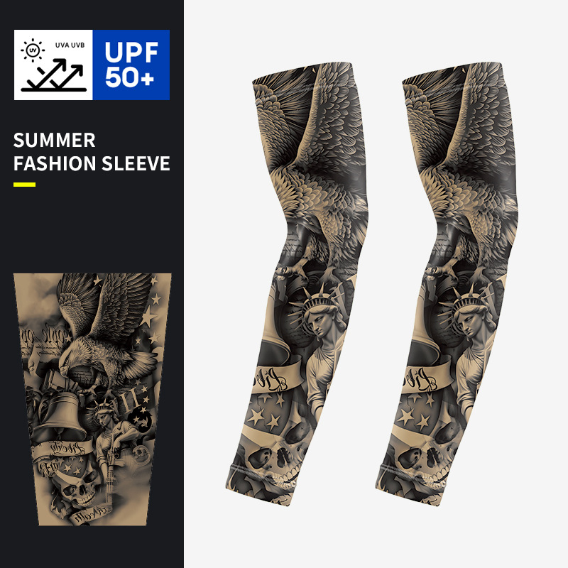 Ice Sleeves s UV zaštitom, unisex, cvjetni tetovažni rukavi za nadlakticu, za vožnju i aktivnosti na otvorenom, poliester tkanina 81–95%, ljeto 2025