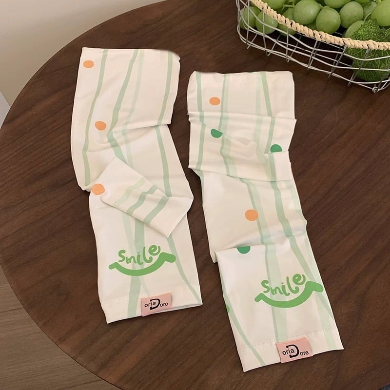 Γυναικεία UV μανίκια από Ice Silk, χαλαρό καρτούν στυλ, Ύφασμα Ice Silk (>96% κύρια ίνα), Πολυεστέρας-Σπένταξ (έως 10% Spandex), Καλοκαίρι 2025